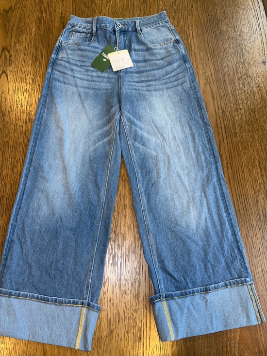 HALARA Denim - HALARA Light Blue Wide Leg Cuffed Jeans